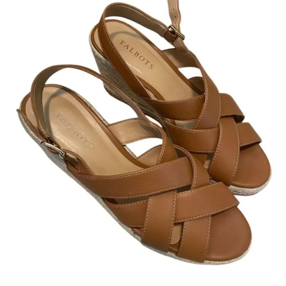 Talbots Saylor Nap Hannah Tan Crisscross Espadrille Sandals Size 9
